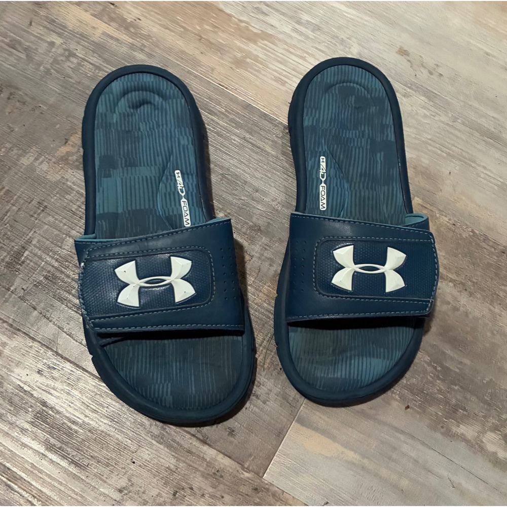Under Armour Kids Blue Camo Slides Sandals Youth Size 5Y